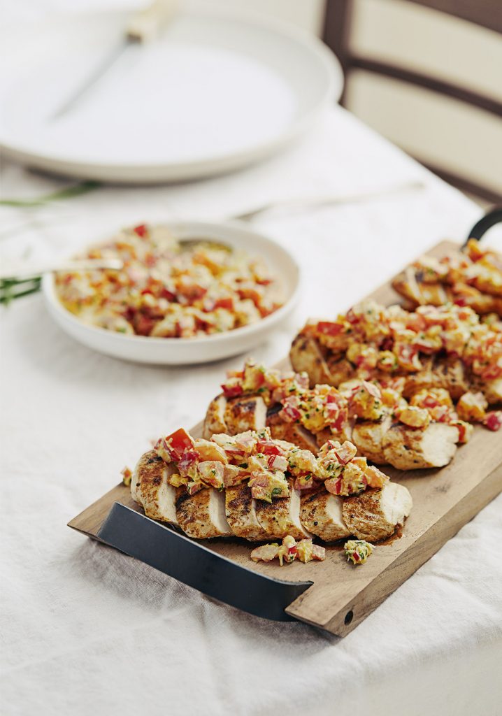 Poulet grillé & salsa crémeuse au safran