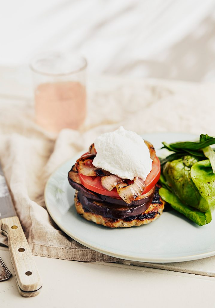 Turkey burgers & goat cream (no bun)