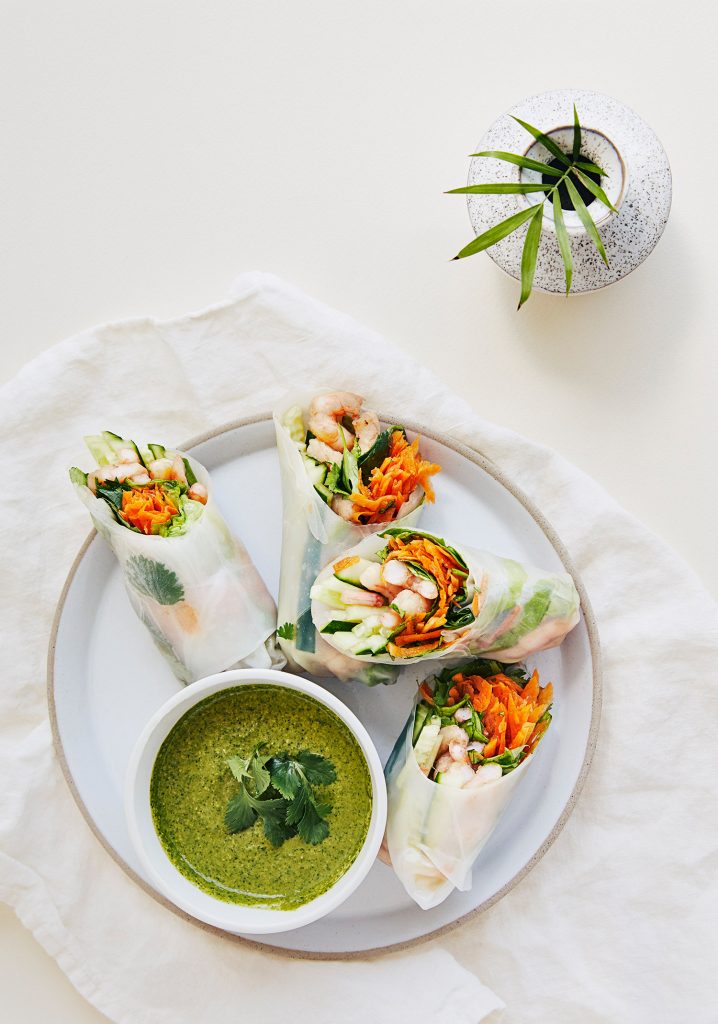 Shrimp & cilantro pesto spring rolls