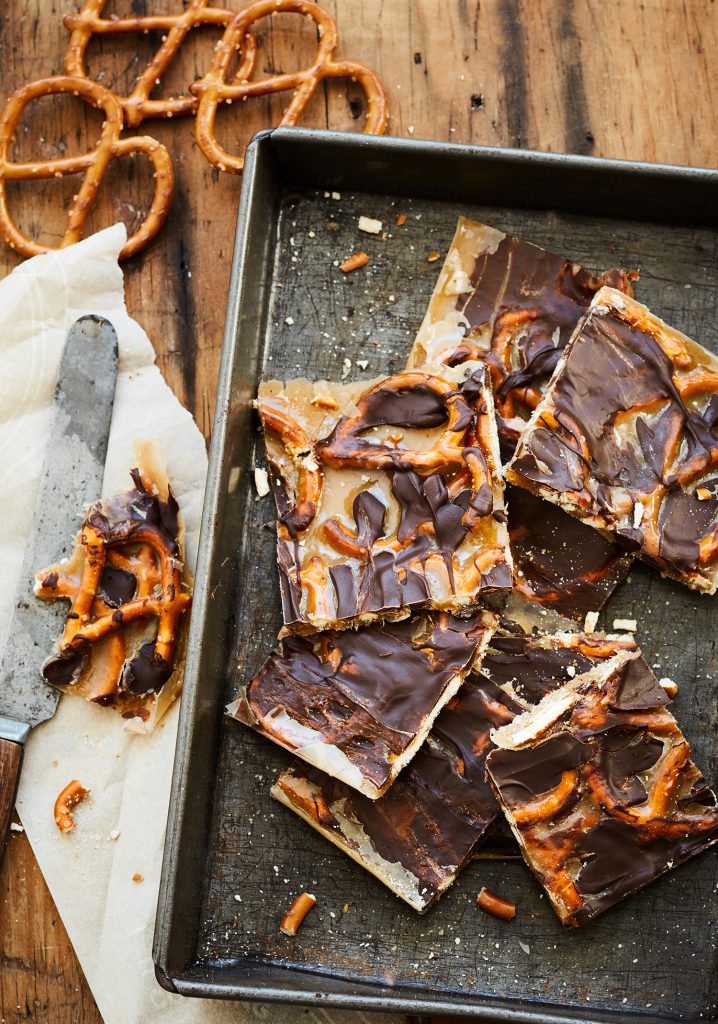 Caramel croquant aux bretzels & au chocolat