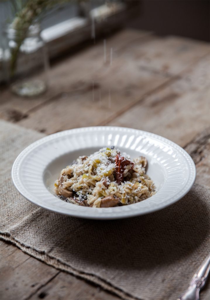 Risotto aux poireaux & champignons