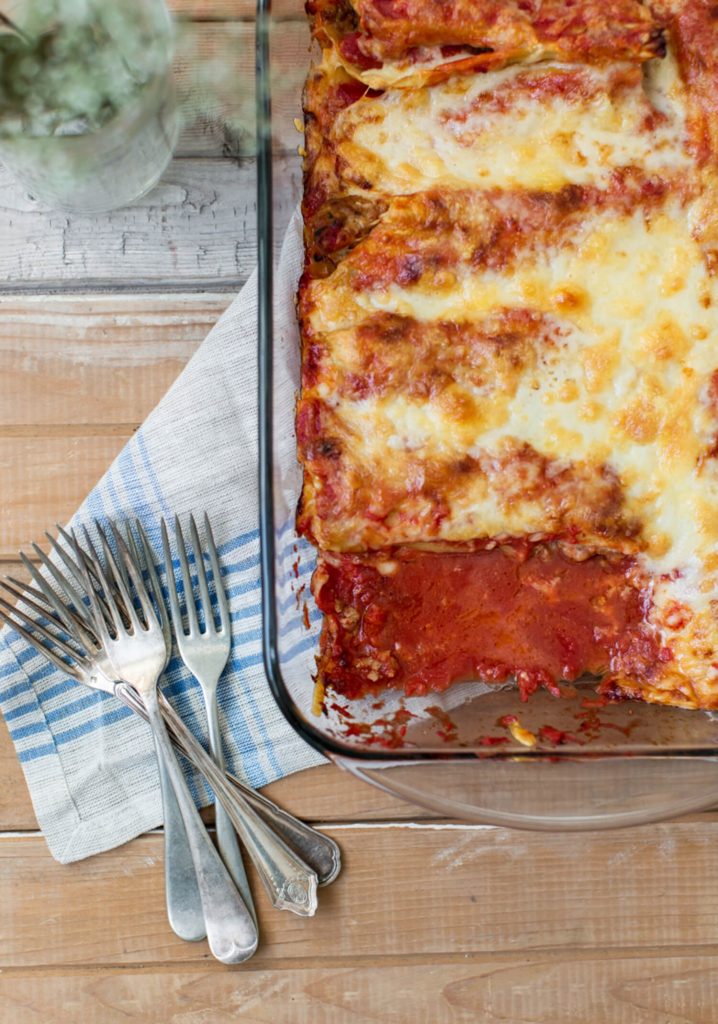 Three-cheese veal manicotti