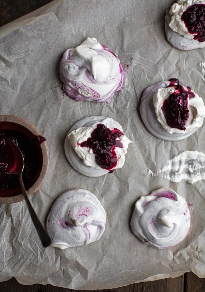 MINI PAVLOVAS & BLACKBERRY SYRUP