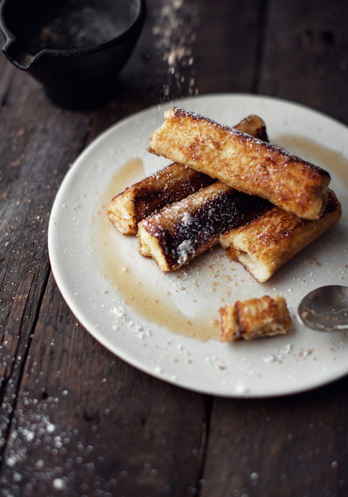 Maple & cream cheese stuffed french toast rolls