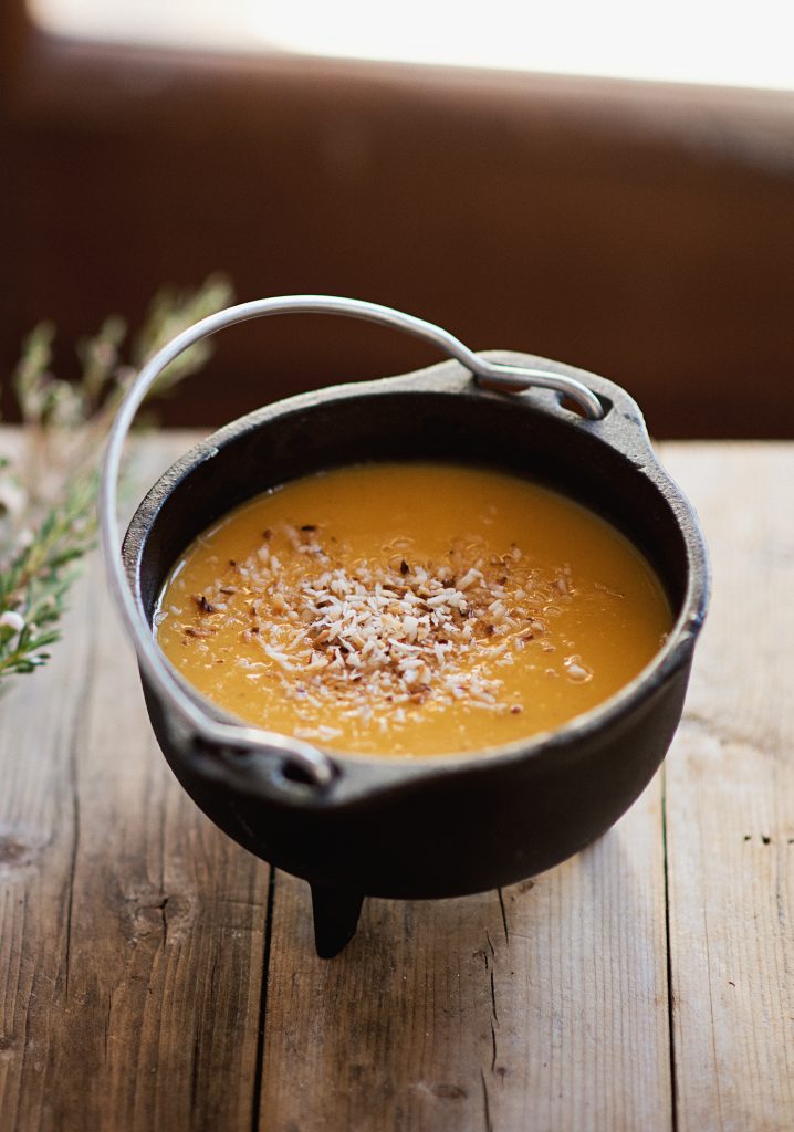 Crème de patate douce, gingembre & pêches