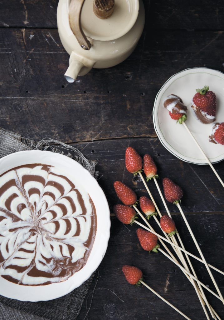 Trempette au chocolat 2 couleurs pour fruits