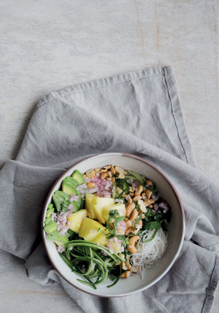 Vermicelli, pineapple, cucumber, mint, cashew & avocado bowls
