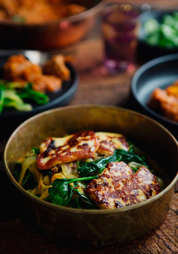 Ginger steamed spinach & grilled lemon cheese