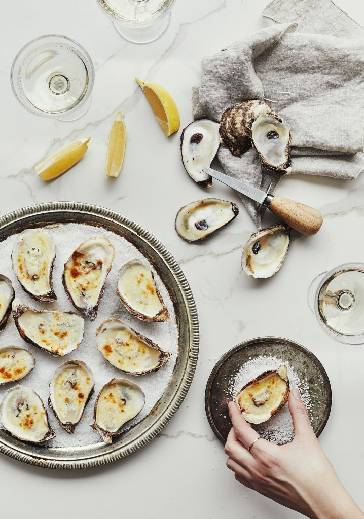 Huîtres gratinées à la crème, au raifort & au citron